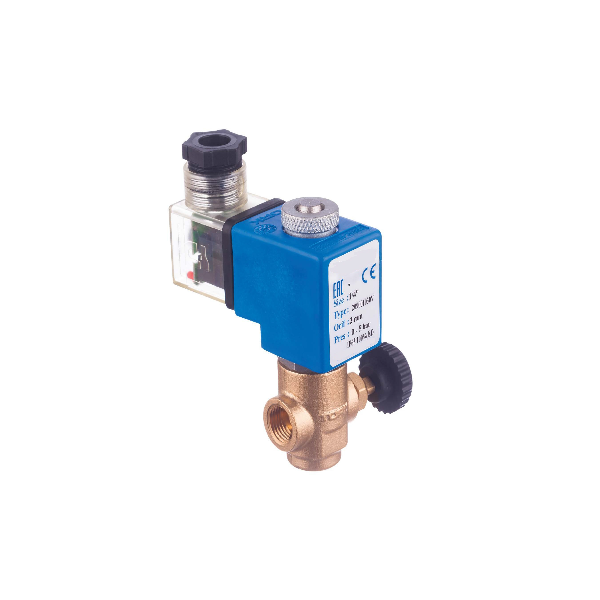 2090 - Ventil electromagnetic abur normal inchis cu actionare manuala